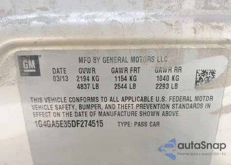 2013 Buick Lacrosse из США, поврежденный, VIN 1G4GA5E35DF274515